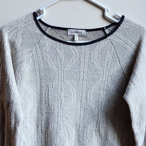 Monteau Light Gray/Black Scoop Neck Sweater Size Small - Picture 7 of 16